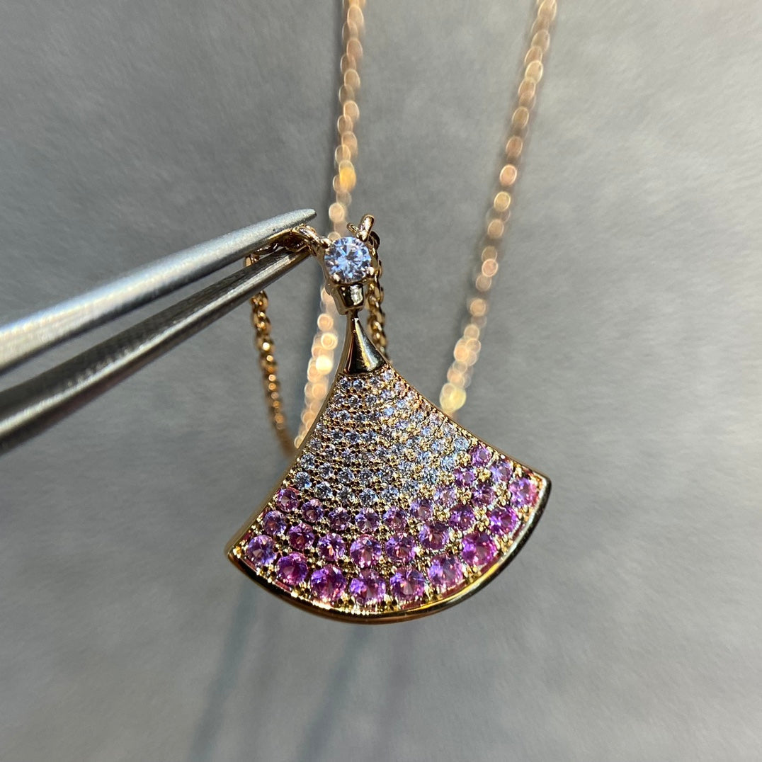 BVLGARI DREAM PINK DIAMOND PAVED NECKLACE