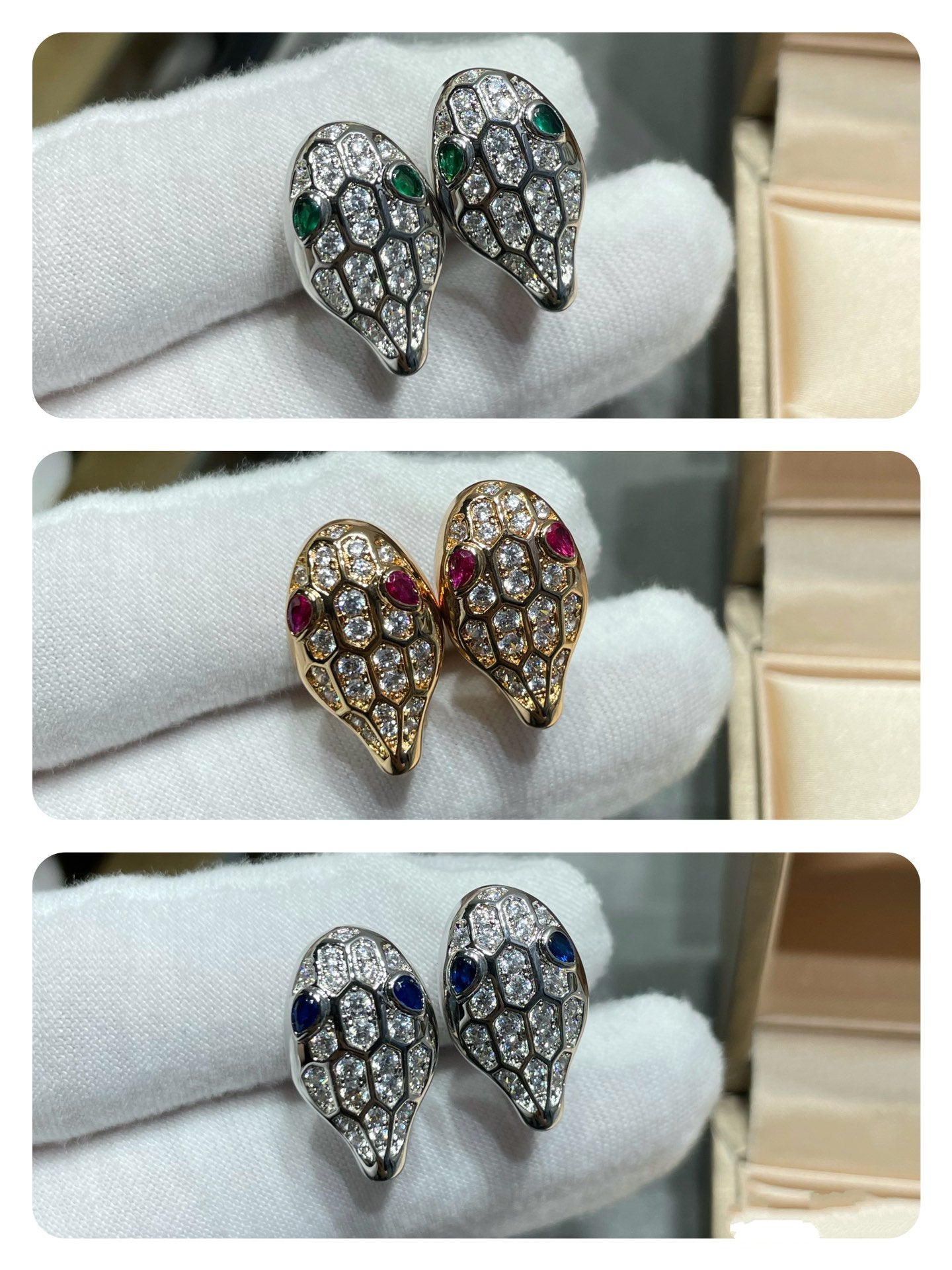 BVLGARI SERPENT DIAMOND STUD EARRINGS