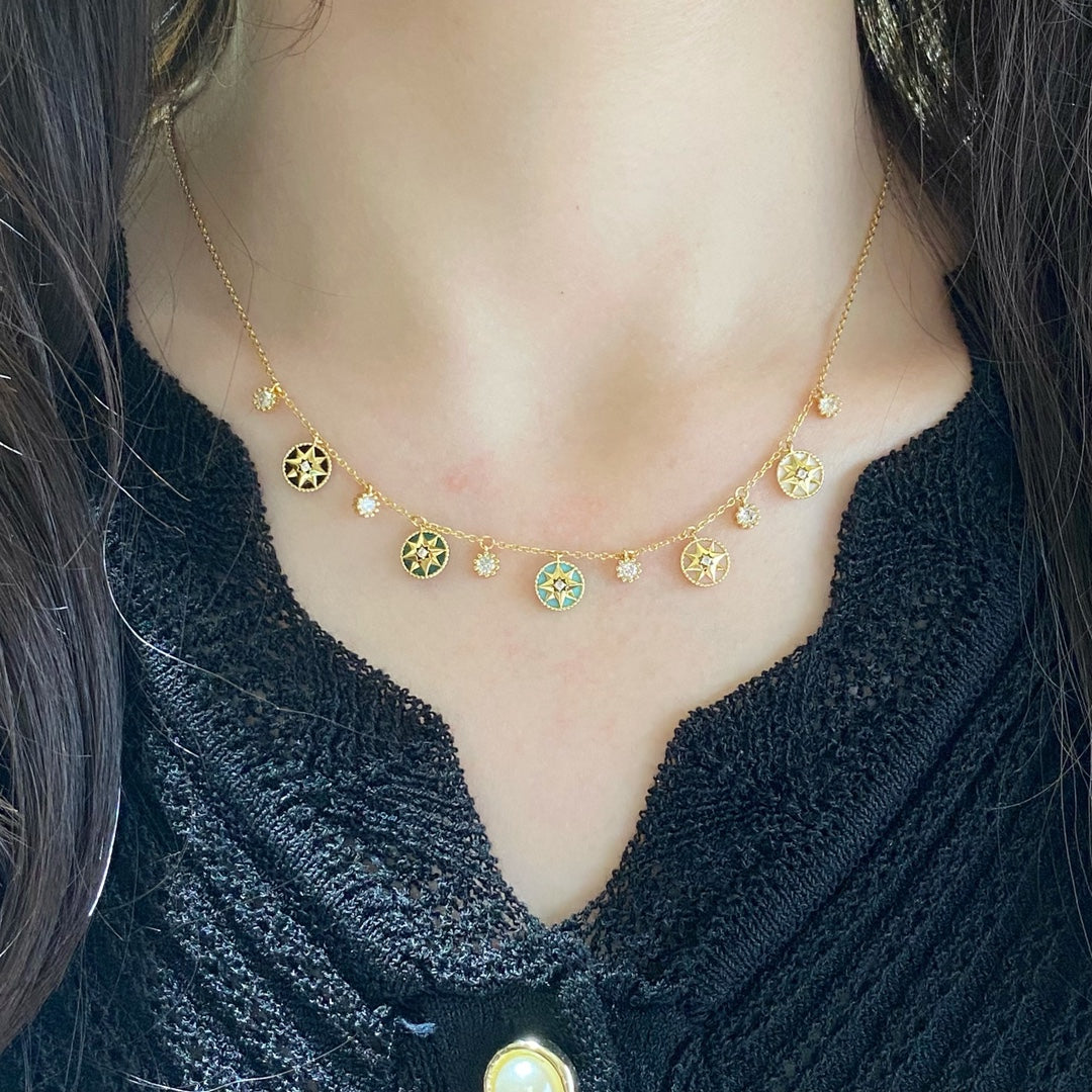 DIOR ROSE VENTS 5 MOTIF NECKLACE