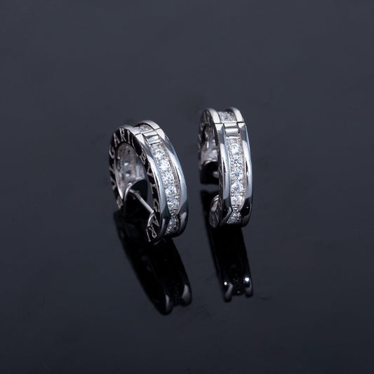 BVLGARI ZERO 1 MINI SILVER DIAMOND EARRINGS
