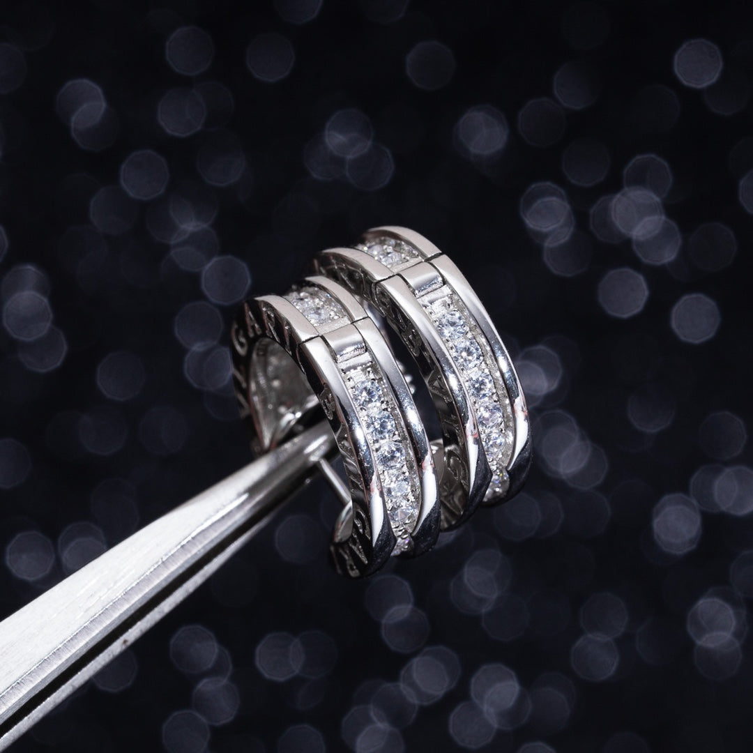 BVLGARI ZERO 1 MINI SILVER DIAMOND EARRINGS