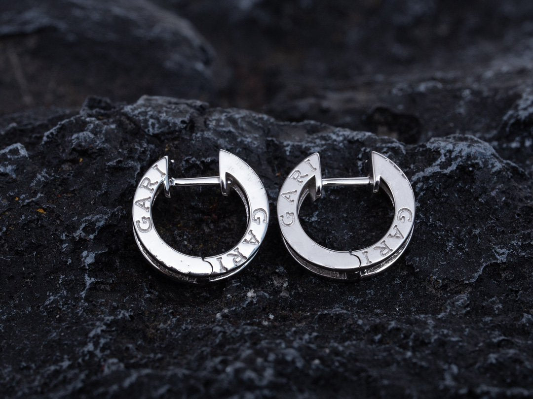 BVLGARI ZERO 1 MINI SILVER DIAMOND EARRINGS
