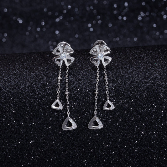 BVLGARI FIOREVER SILVER DIAMOND DROP EARRINGS