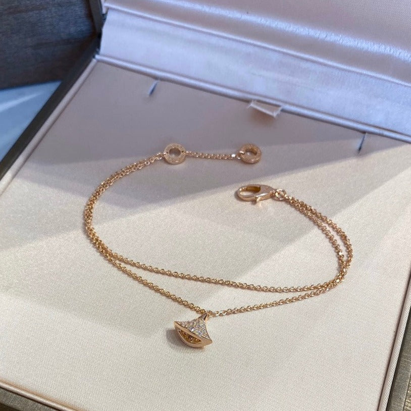 BVLGARI DREAM 1 MOTIF DIAMOND DOUBLE CHAIN BRACELET
