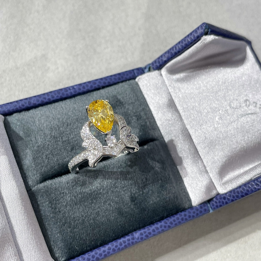 CHAUMET SOIR DE FETE YELLOW DIAMOND SILVER RING
