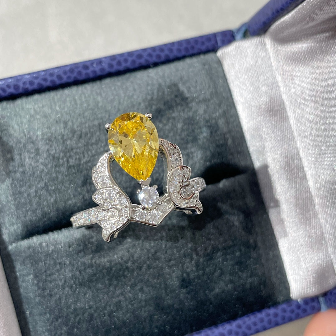 CHAUMET SOIR DE FETE YELLOW DIAMOND SILVER RING