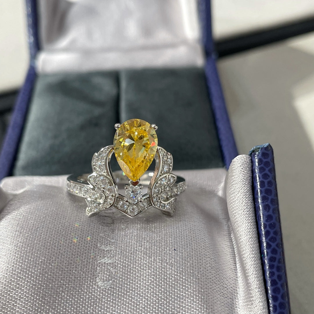 CHAUMET SOIR DE FETE YELLOW DIAMOND SILVER RING