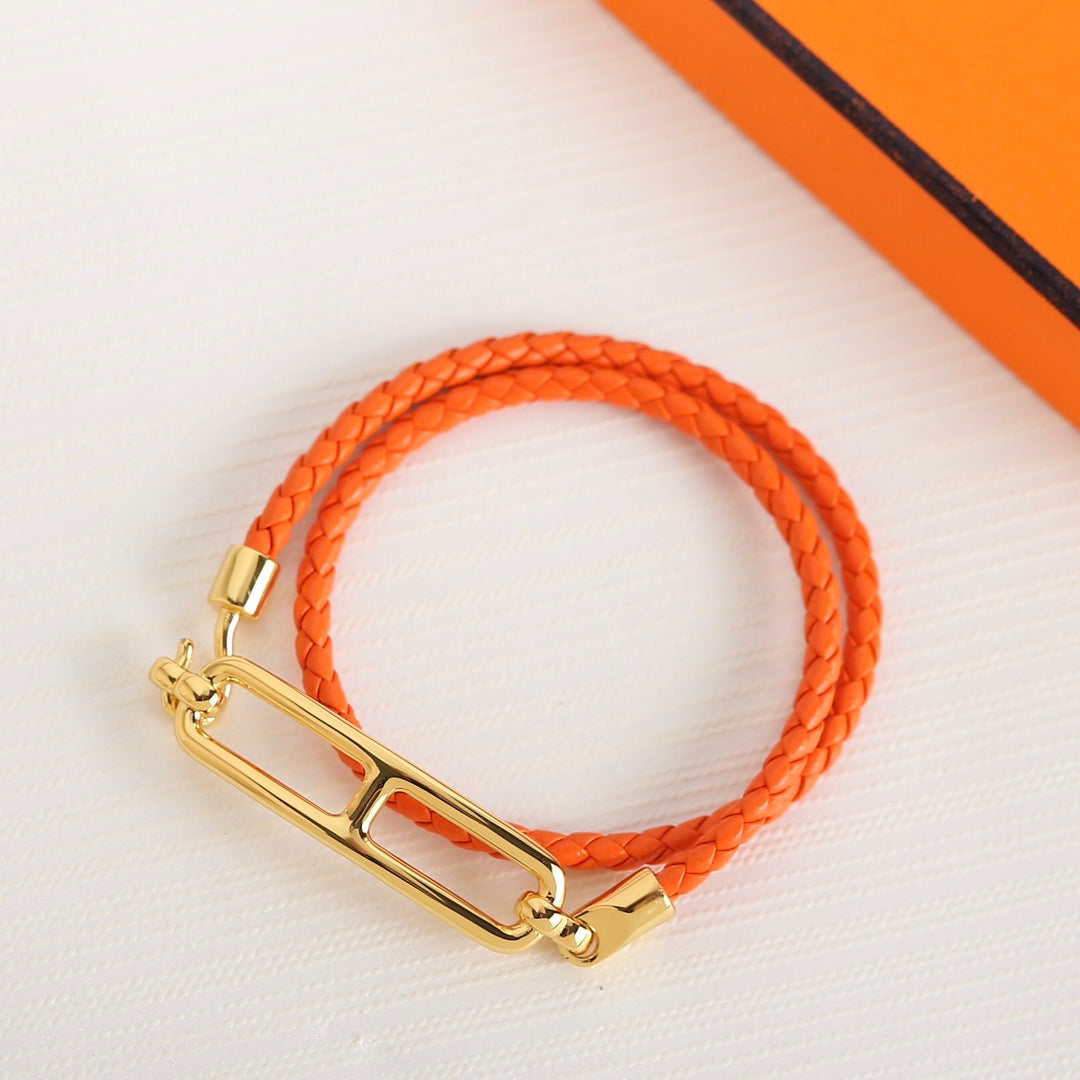 HERMES TOULIS DOUBLE TOUR GOLD BRACELET