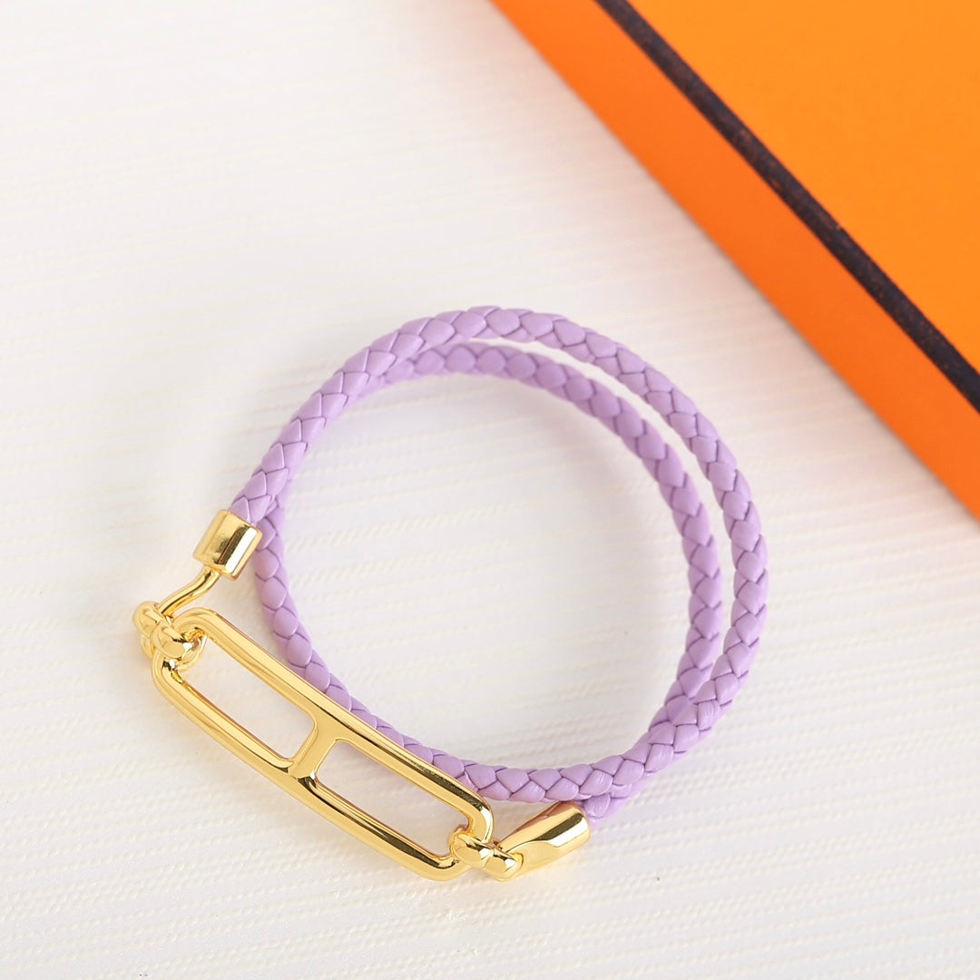 HERMES TOULIS DOUBLE TOUR GOLD BRACELET