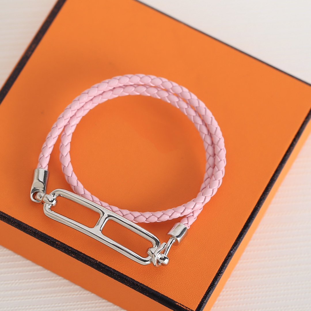 HERMES TOULIS DOUBLE TOUR SILVER BRACELET