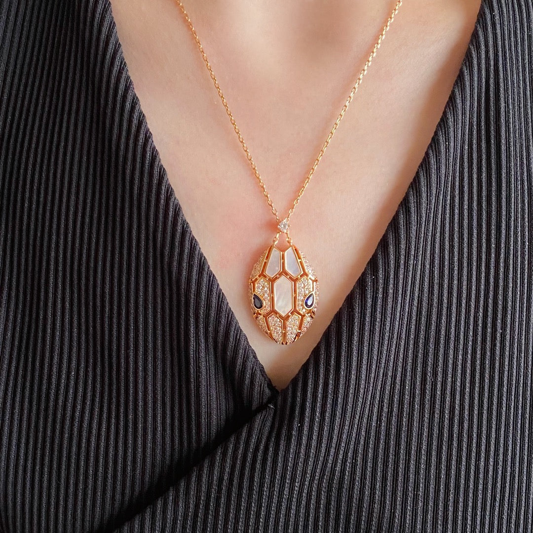 BVLGARI SERPENT PINK GOLD DIAMOND NECKLACE