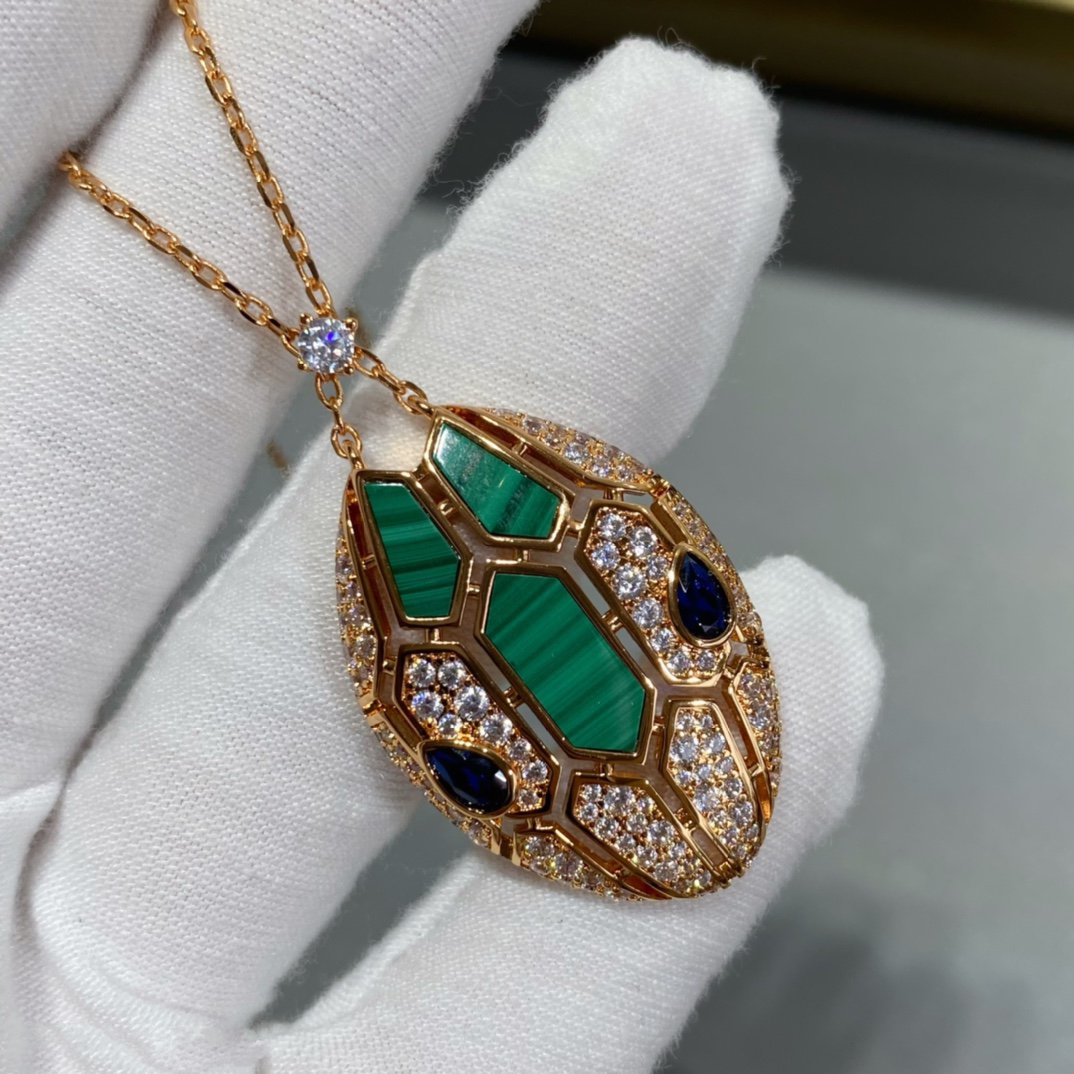 BVLGARI SERPENT PINK GOLD DIAMOND NECKLACE