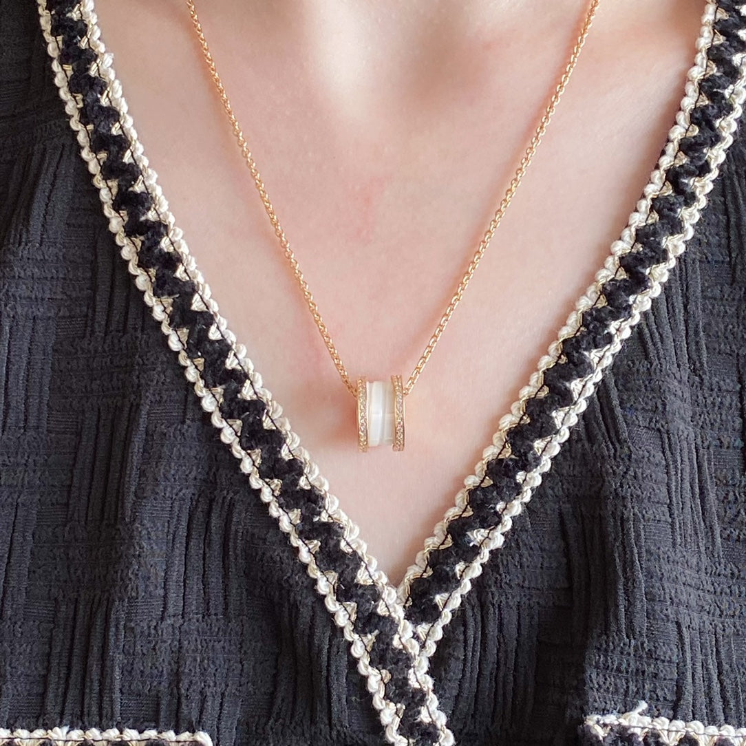 BVLGARI ZERO 1 DIAMOND CERAMIC NECKLACE