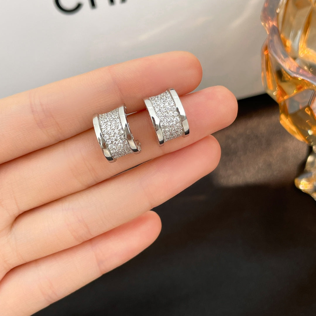 BVLGARI ZERO 1 DIAMOND PAVED EARRINGS