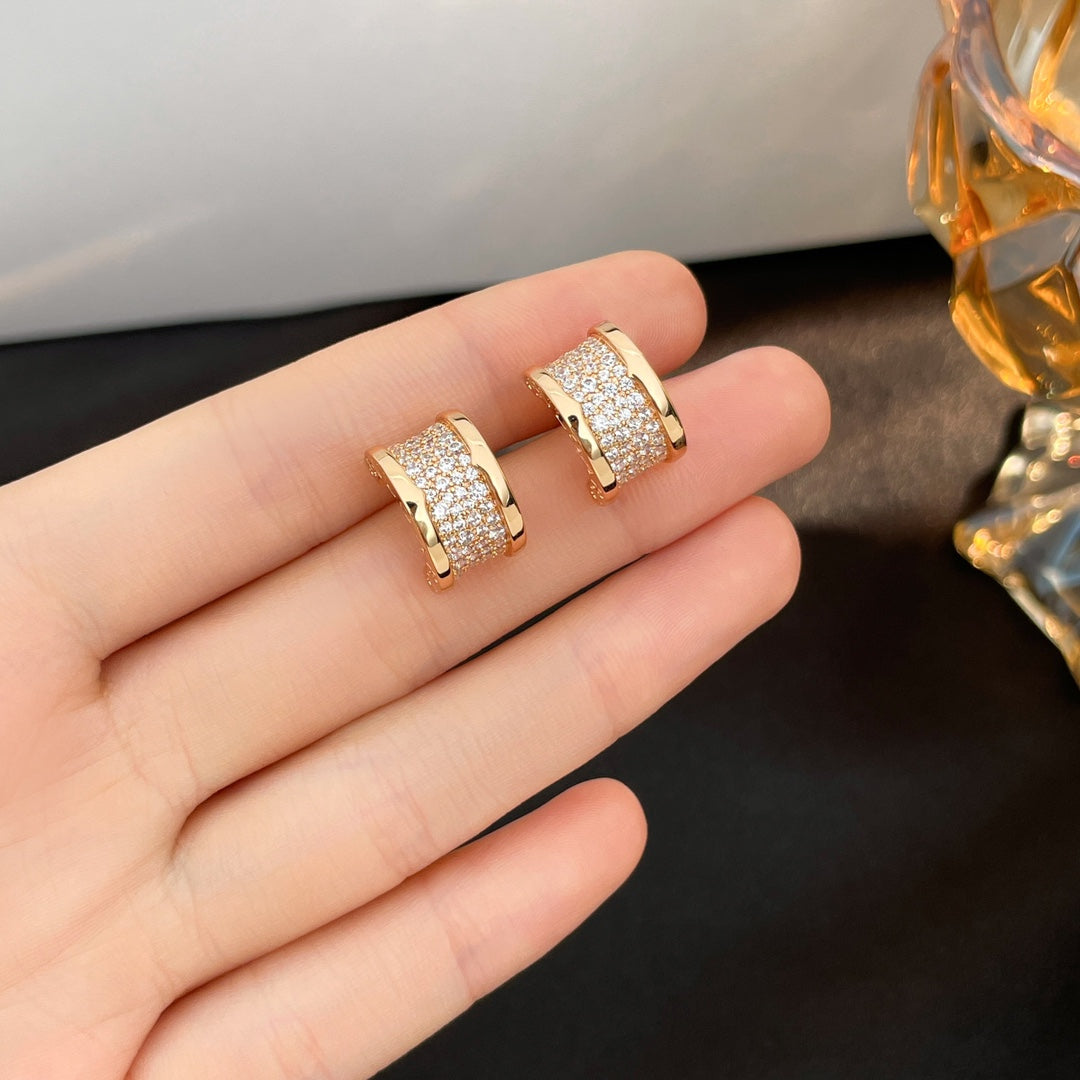 BVLGARI ZERO 1 DIAMOND PAVED EARRINGS