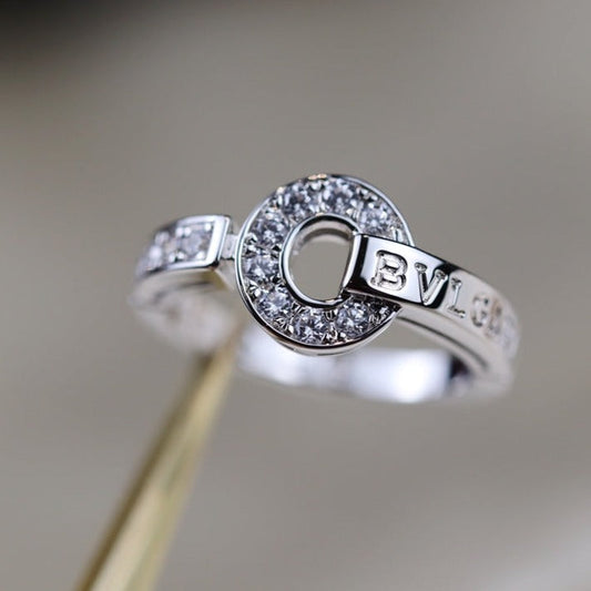 BVLGARI BV SILVER DIAMOND RING