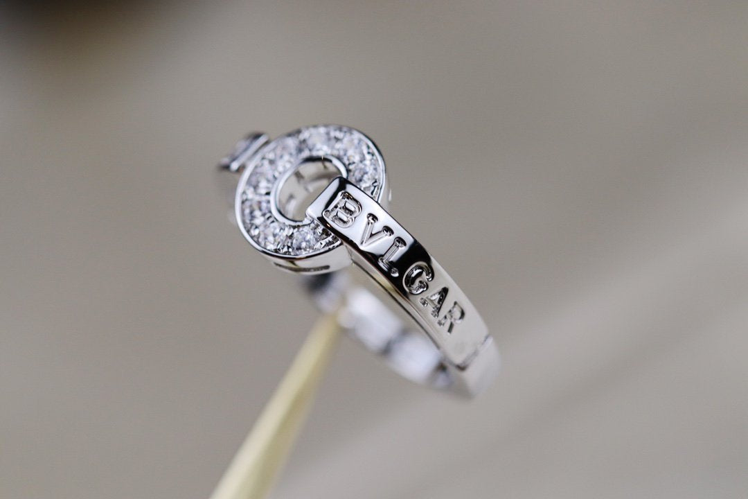 BVLGARI BV SILVER DIAMOND RING