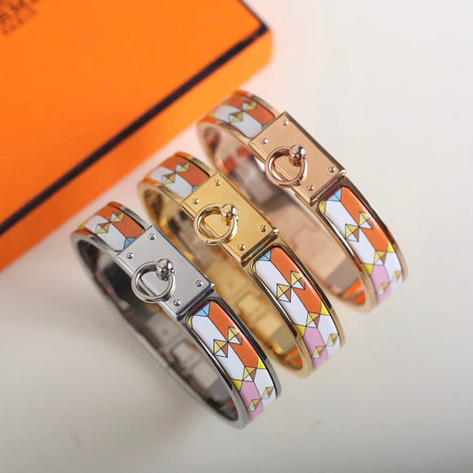 HERMES CLIC ANNEAU YELLOW PINK AND ORANGE BRACELET