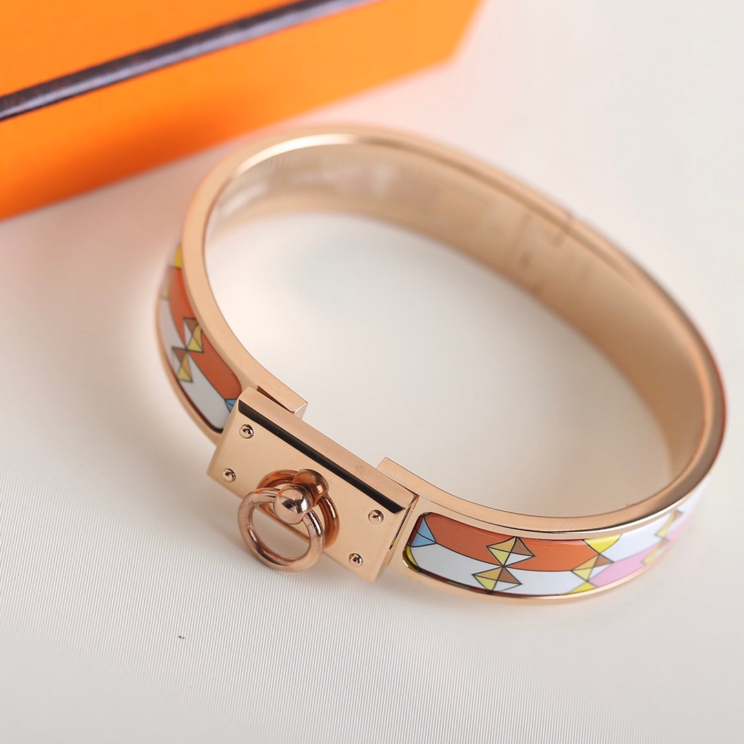 HERMES CLIC ANNEAU YELLOW PINK AND ORANGE BRACELET