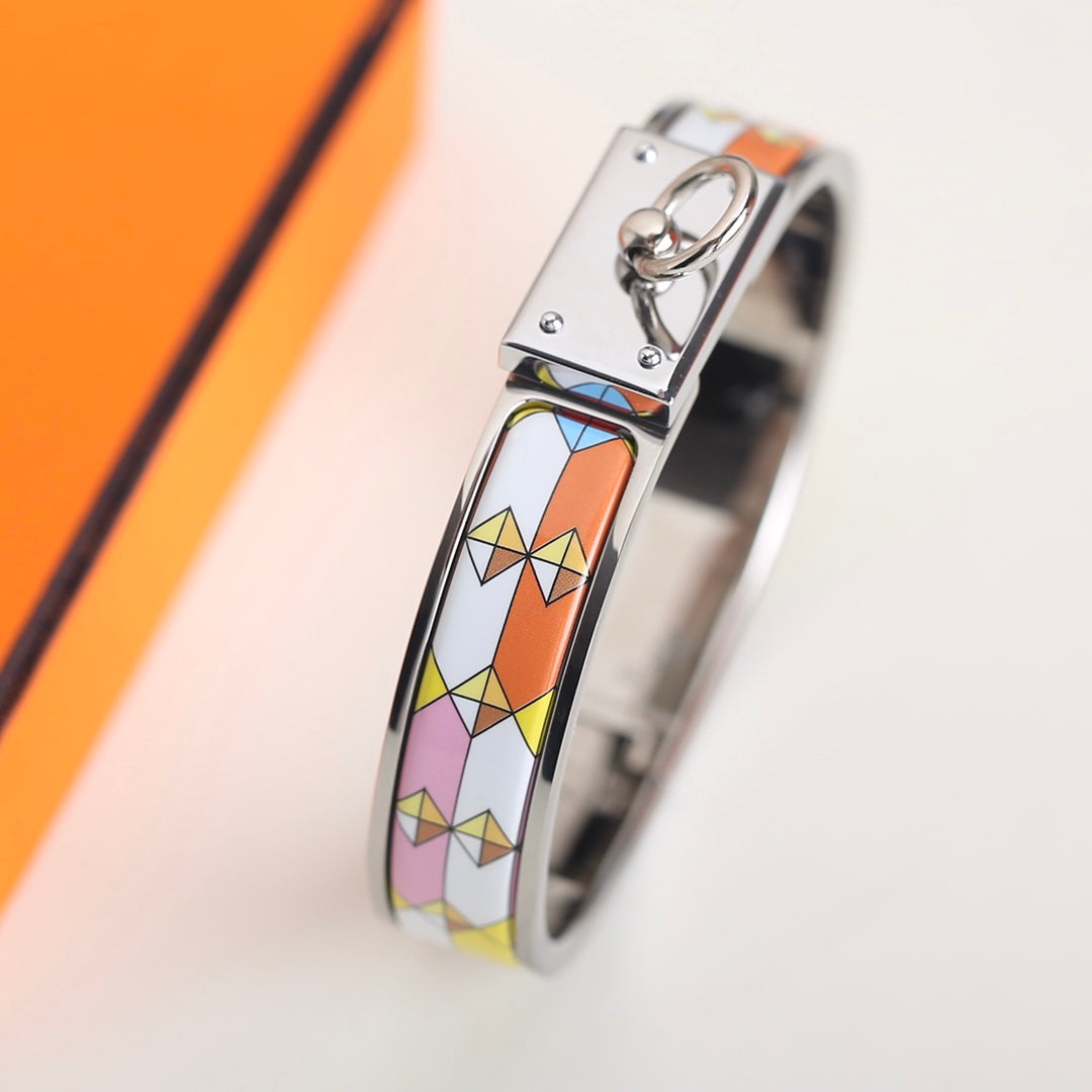 HERMES CLIC ANNEAU YELLOW PINK AND ORANGE BRACELET