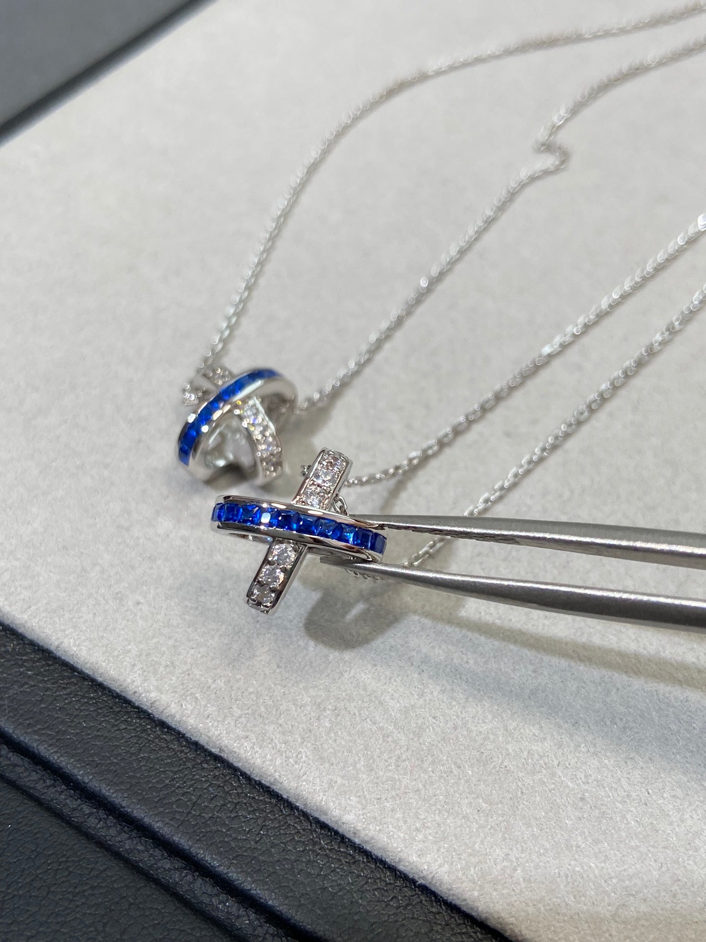 CHAUMET LIENS SILVER BLUE DIAMOND NECKLACE