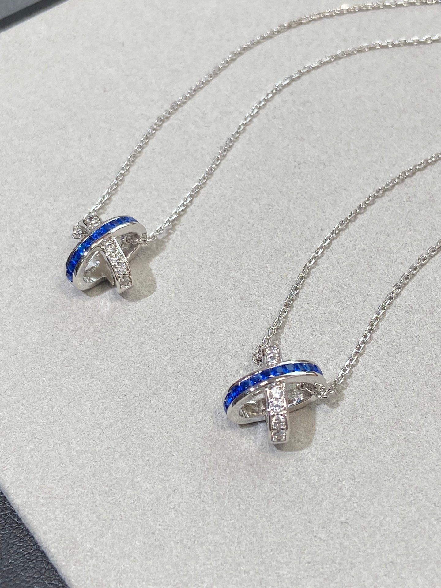 CHAUMET LIENS SILVER BLUE DIAMOND NECKLACE