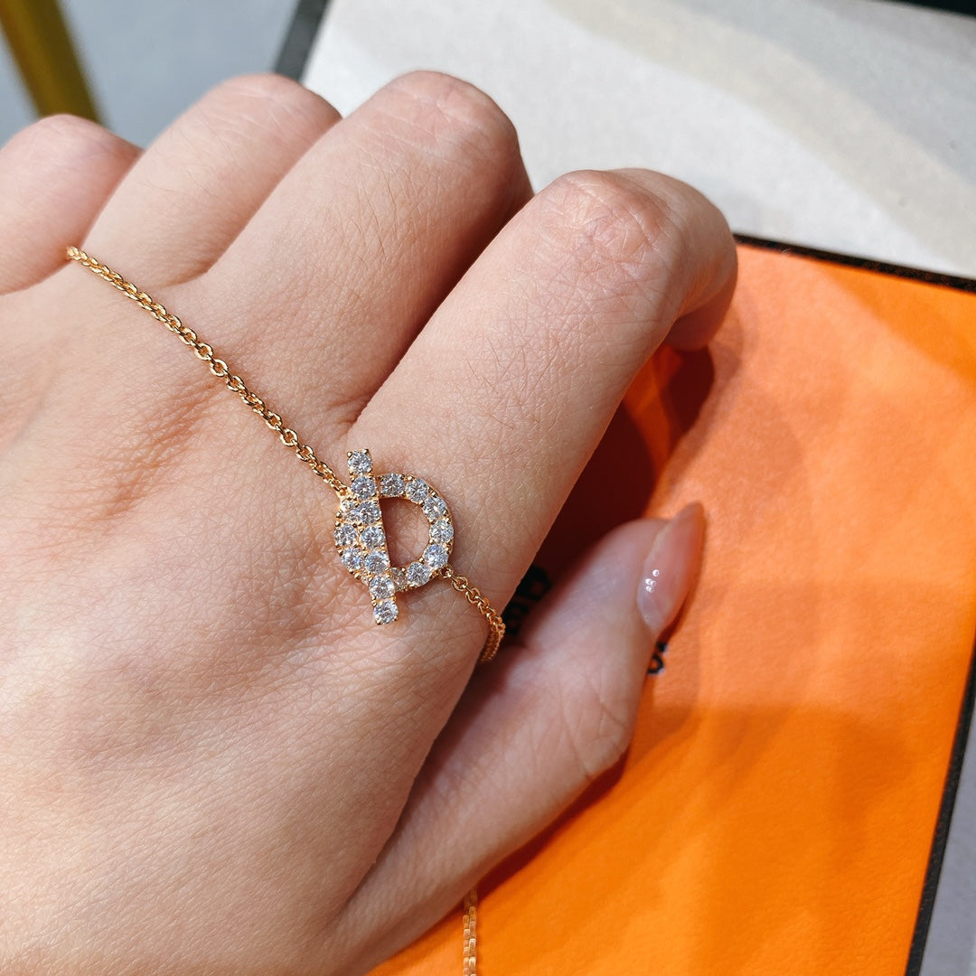 HERMES FINESSE PINK GOLD DIAMOND BRACELET