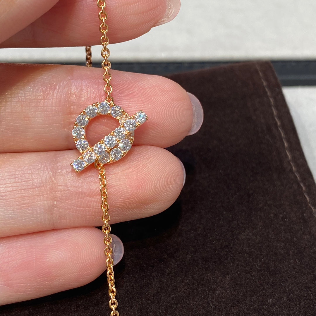 HERMES FINESSE PINK GOLD DIAMOND BRACELET