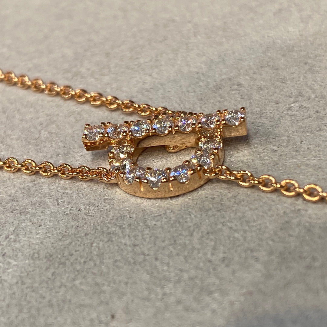 HERMES FINESSE PINK GOLD DIAMOND NECKLACE