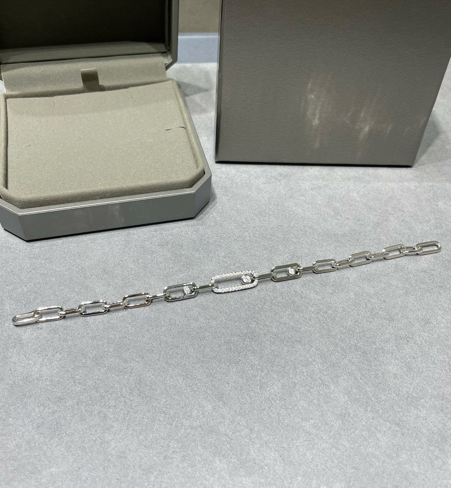 MESSIKA MOVE CHAIN LINK SILVER DIAMOND BRACELET
