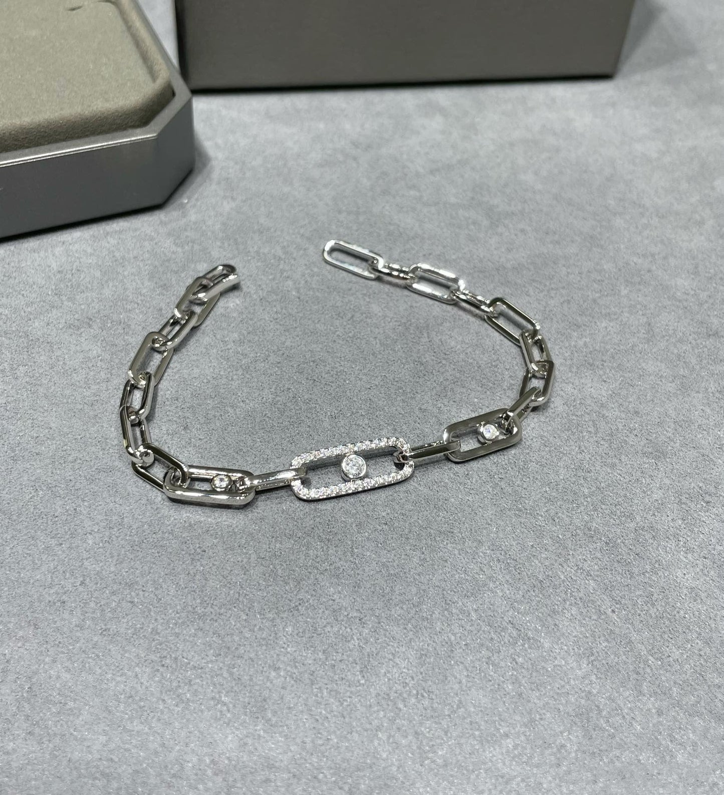 MESSIKA MOVE CHAIN LINK SILVER DIAMOND BRACELET