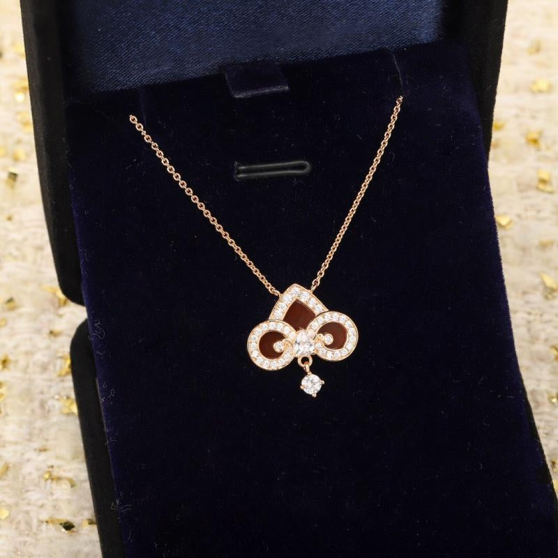 TIFFANY FLEUR DE LIS PINK GOLD DIAMOND NECKLACE