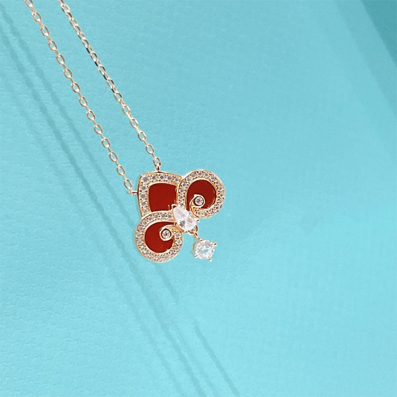 TIFFANY FLEUR DE LIS PINK GOLD DIAMOND NECKLACE