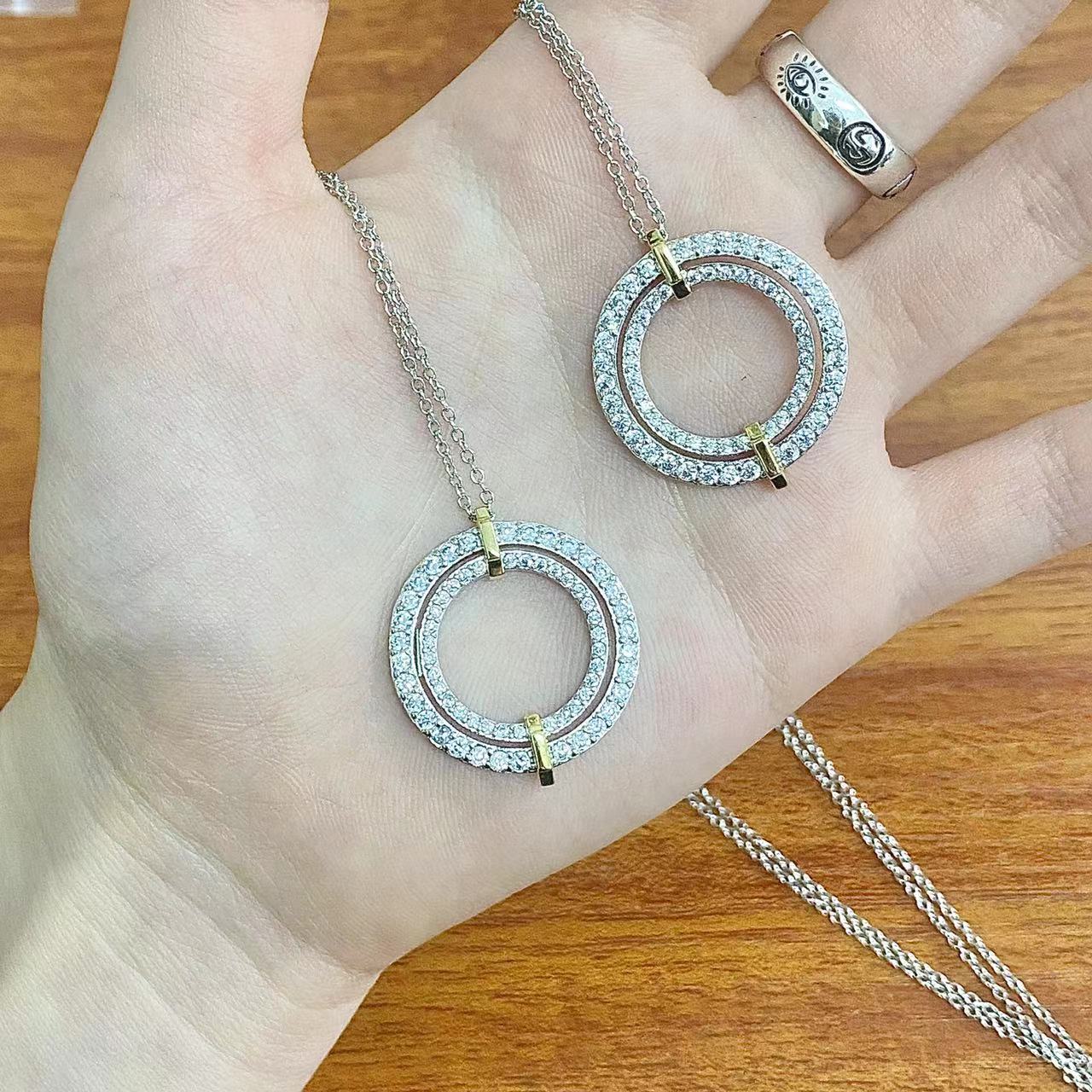 TIFFANY EDGE DIAMOND GOLD SILVER NECKLACE