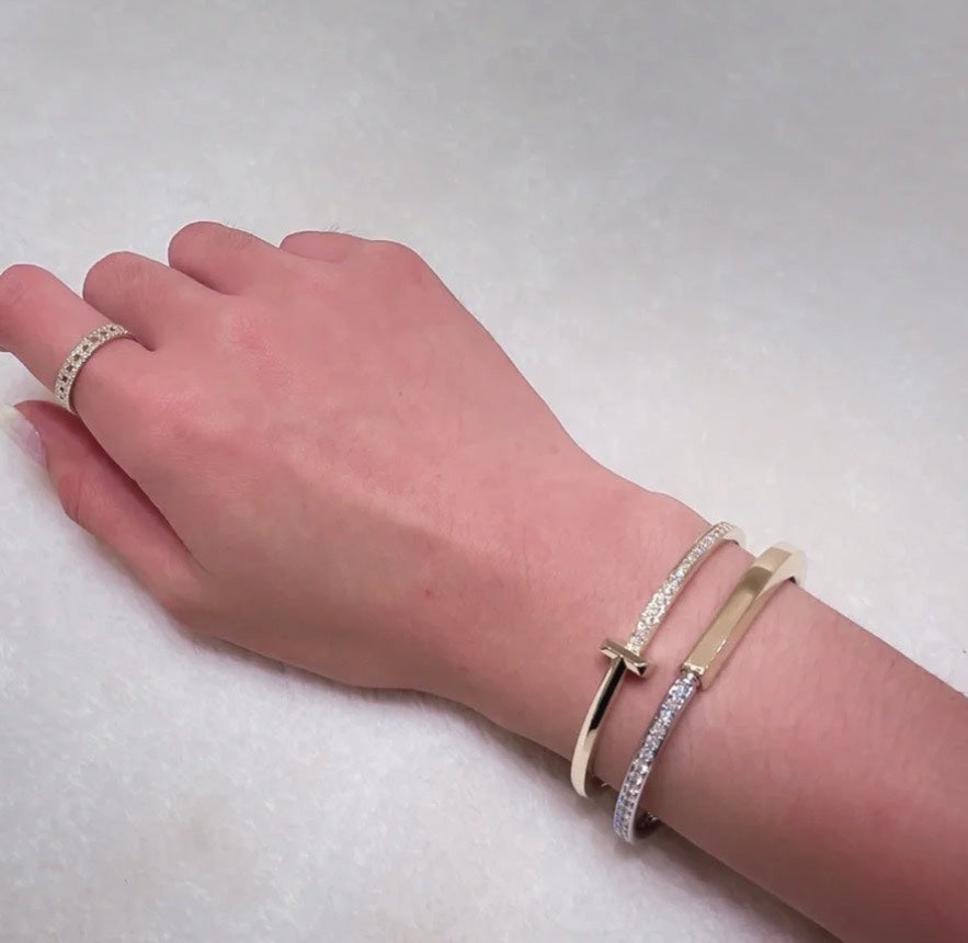 TIFFANY LOCK PINK GOLD SILVER DIAMOND BRACELET