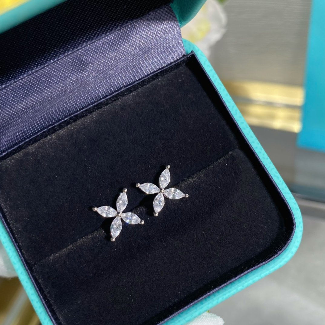 TIFFANY VICTORIA SILVER DIAMOND STUD MINI EARRINGS