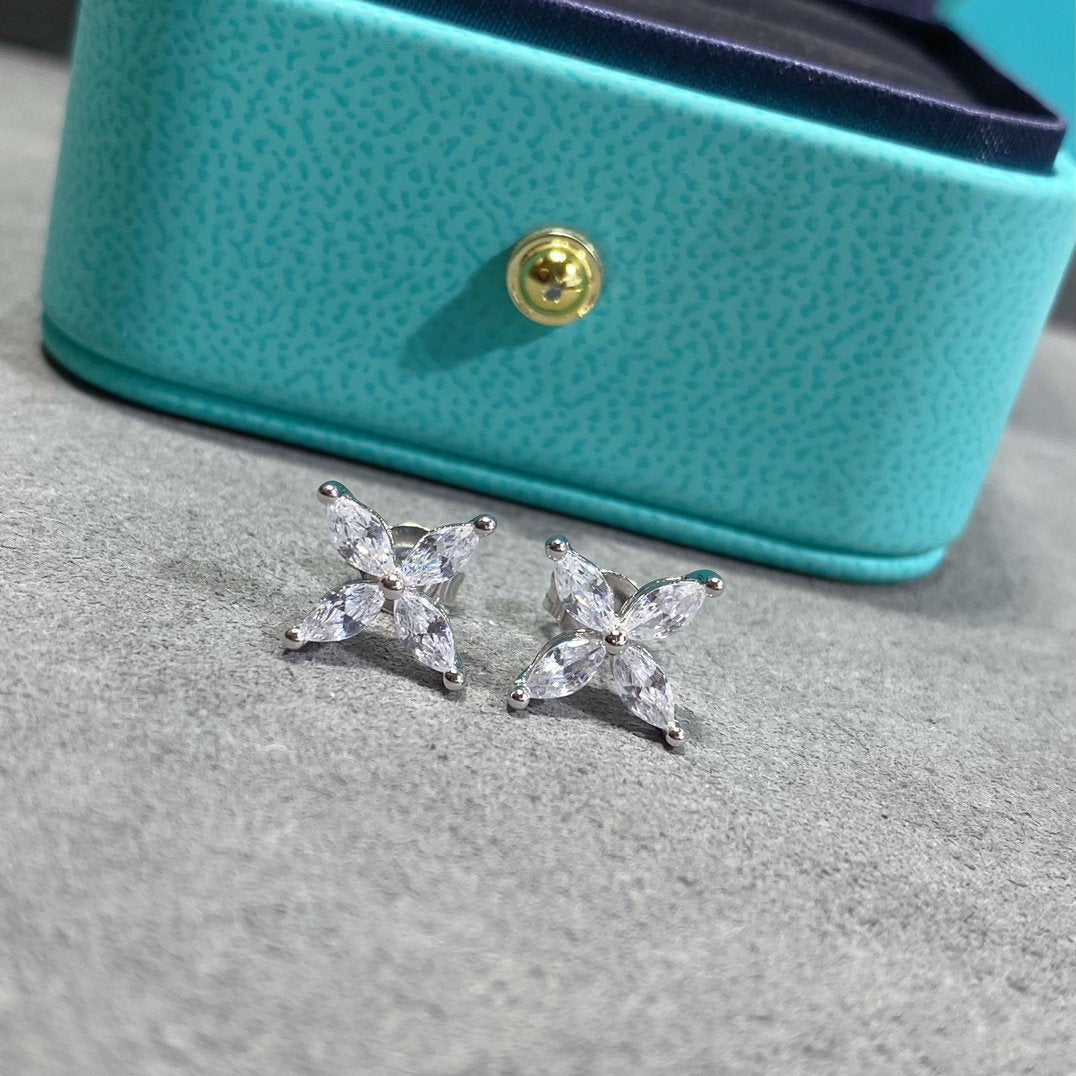 TIFFANY VICTORIA SILVER DIAMOND STUD MINI EARRINGS