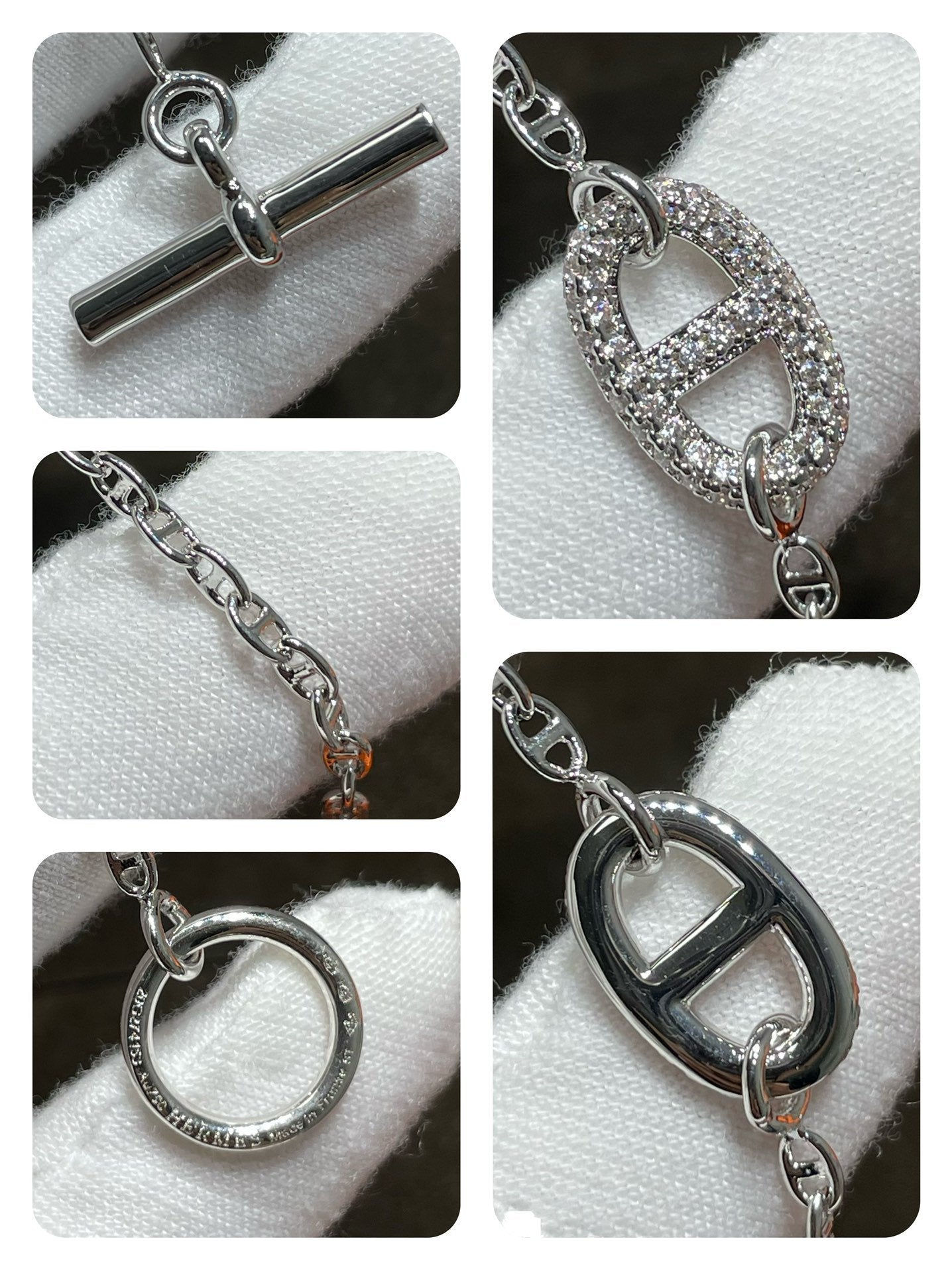 HERMES CHAINE ECHAPPEE DIAMOND LINK BRACELET