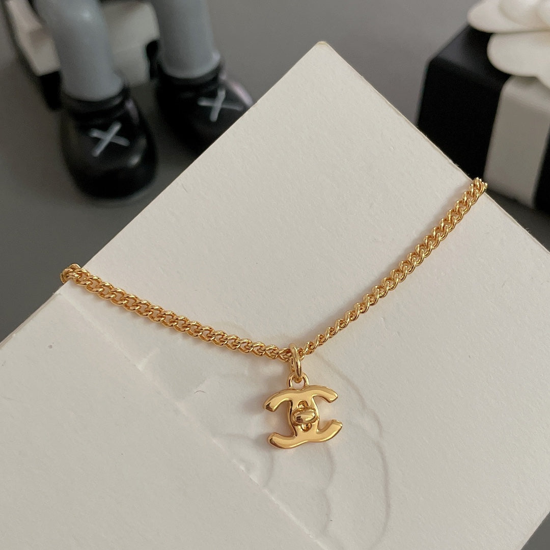 Chanel Lock Gold Chain Necklace
