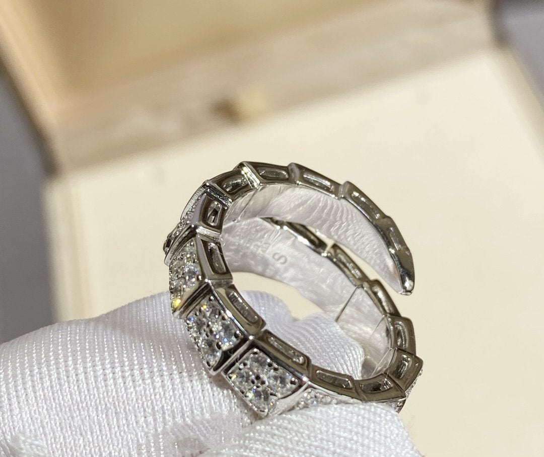 BVLGARI SERPENTI RING SILVER DIAMOND PAVED