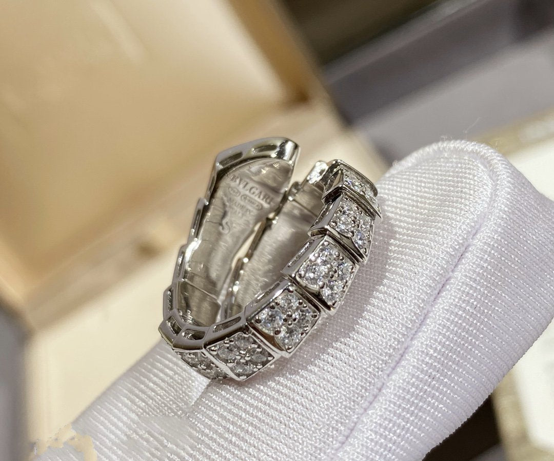 BVLGARI SERPENTI RING SILVER DIAMOND PAVED
