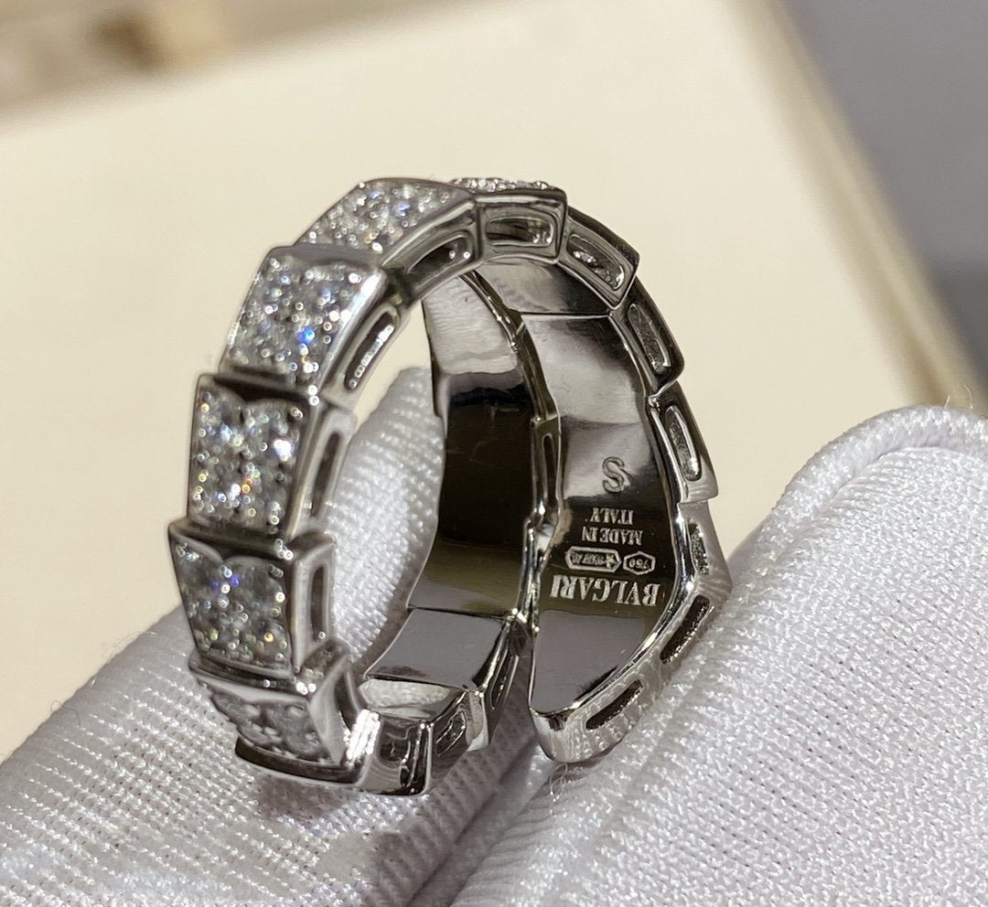 BVLGARI SERPENTI RING SILVER DIAMOND PAVED