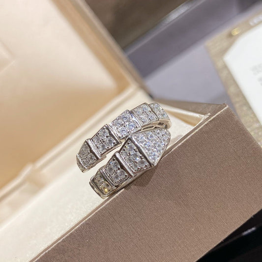 BVLGARI SERPENTI RING SILVER DIAMOND PAVED