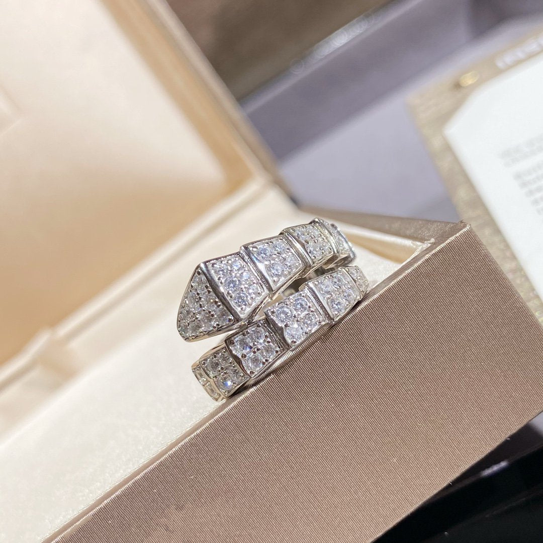 BVLGARI SERPENTI RING SILVER DIAMOND PAVED