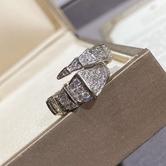 BVLGARI SERPENTI LARGE RING SILVER DIAMOND PAVED