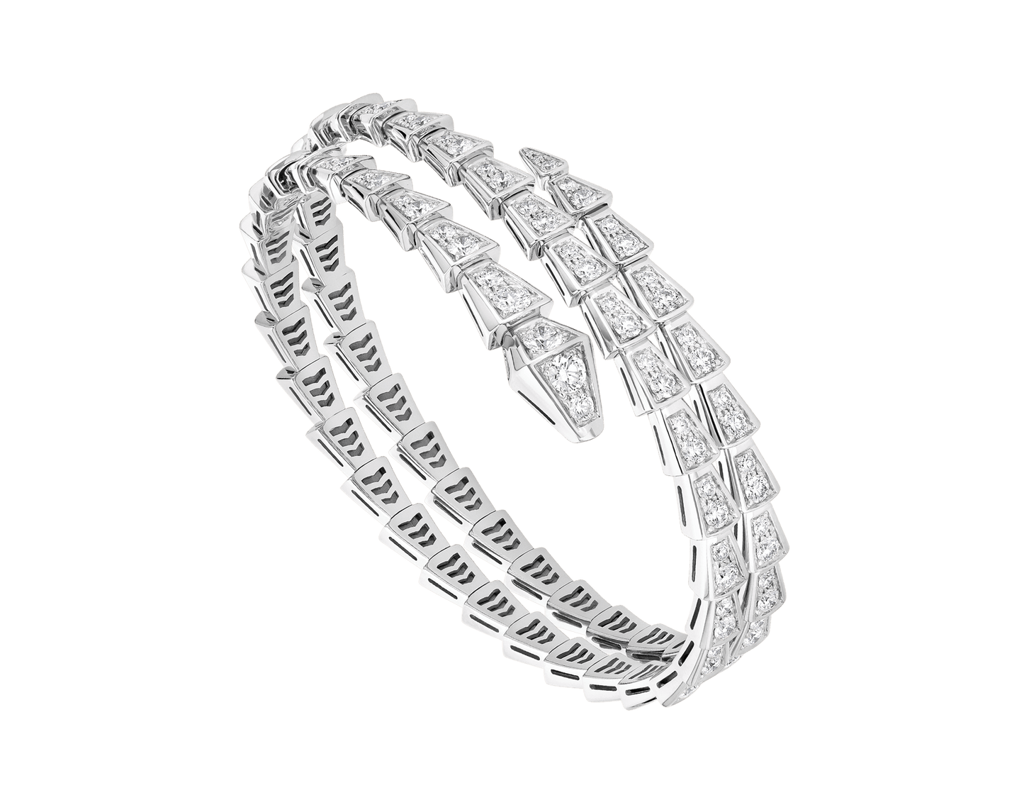 BVLGARI SERPENTI BRACELET SILVER DIAMOND DOUBLE ROW