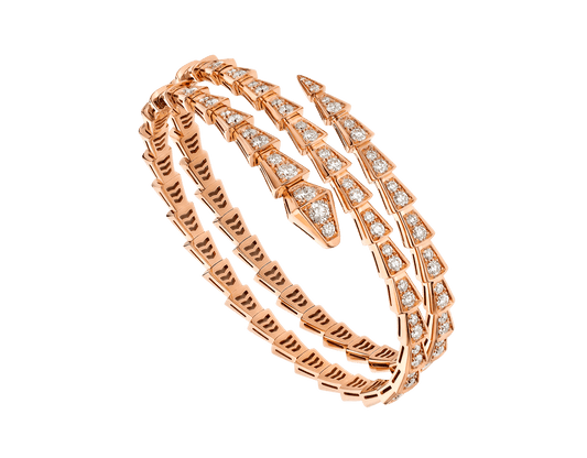 BVLGARI SERPENTI BRACELET PINK GOLD DIAMOND DOUBLE ROW