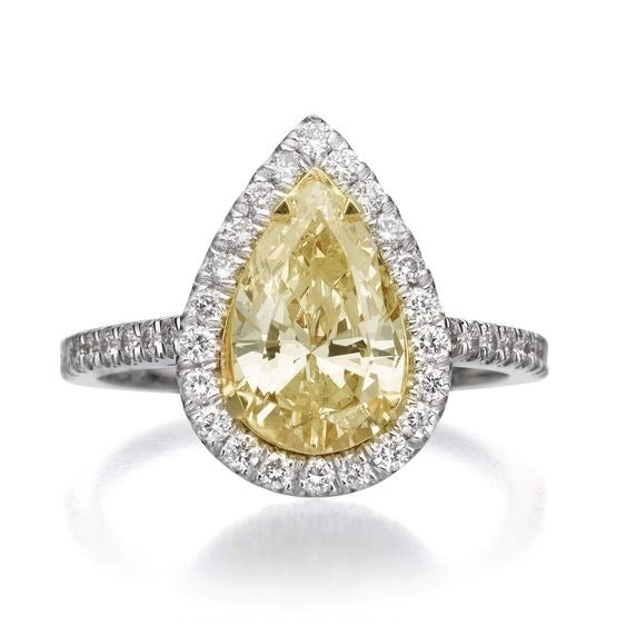 GRAFF CONSTELLATION PEAR SHAPE YELLOW SILVER DIAMOND RING
