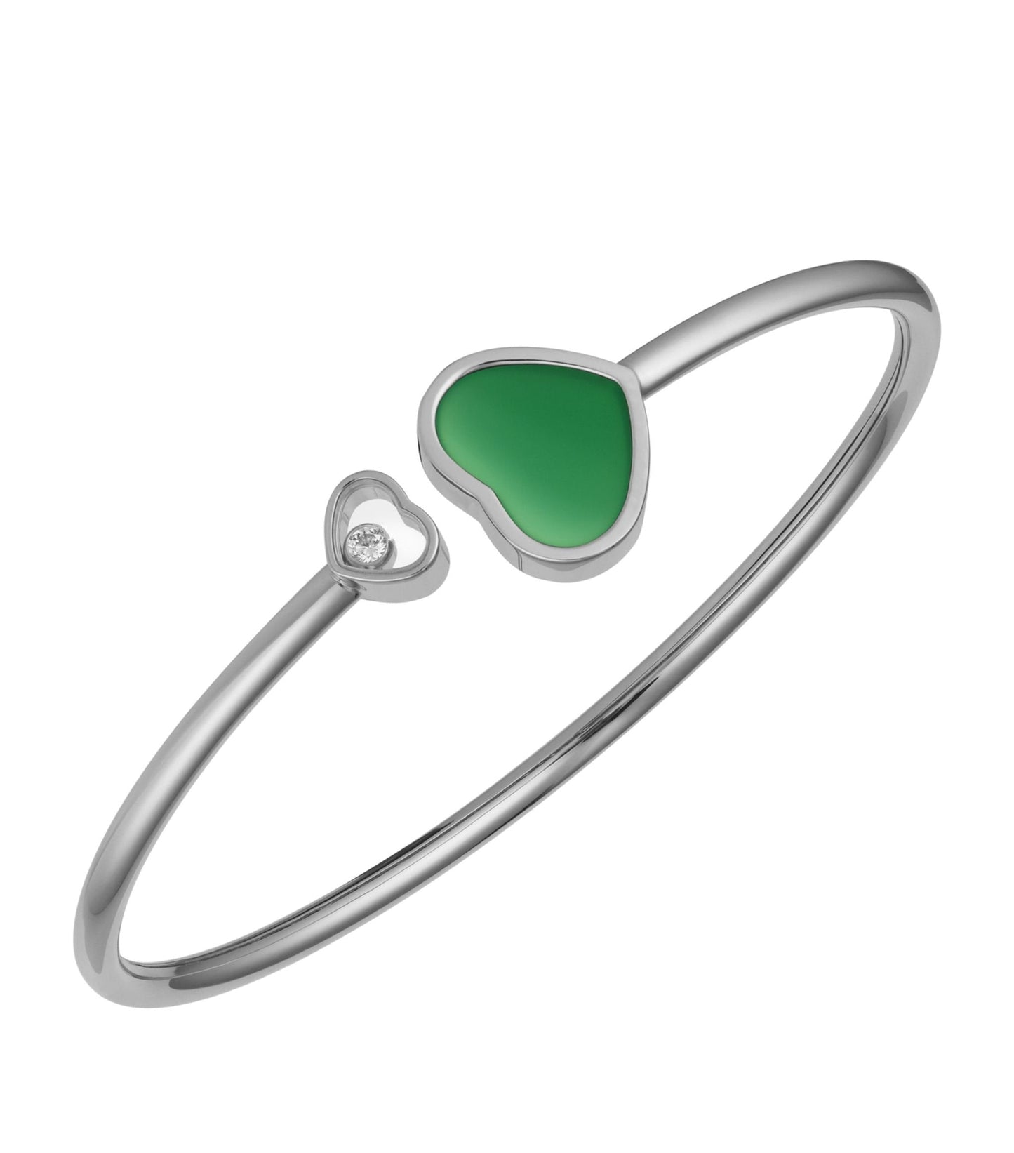 CHOPARD HAPPY HEART MALACHITE BRACELET SILVER DIAMOND