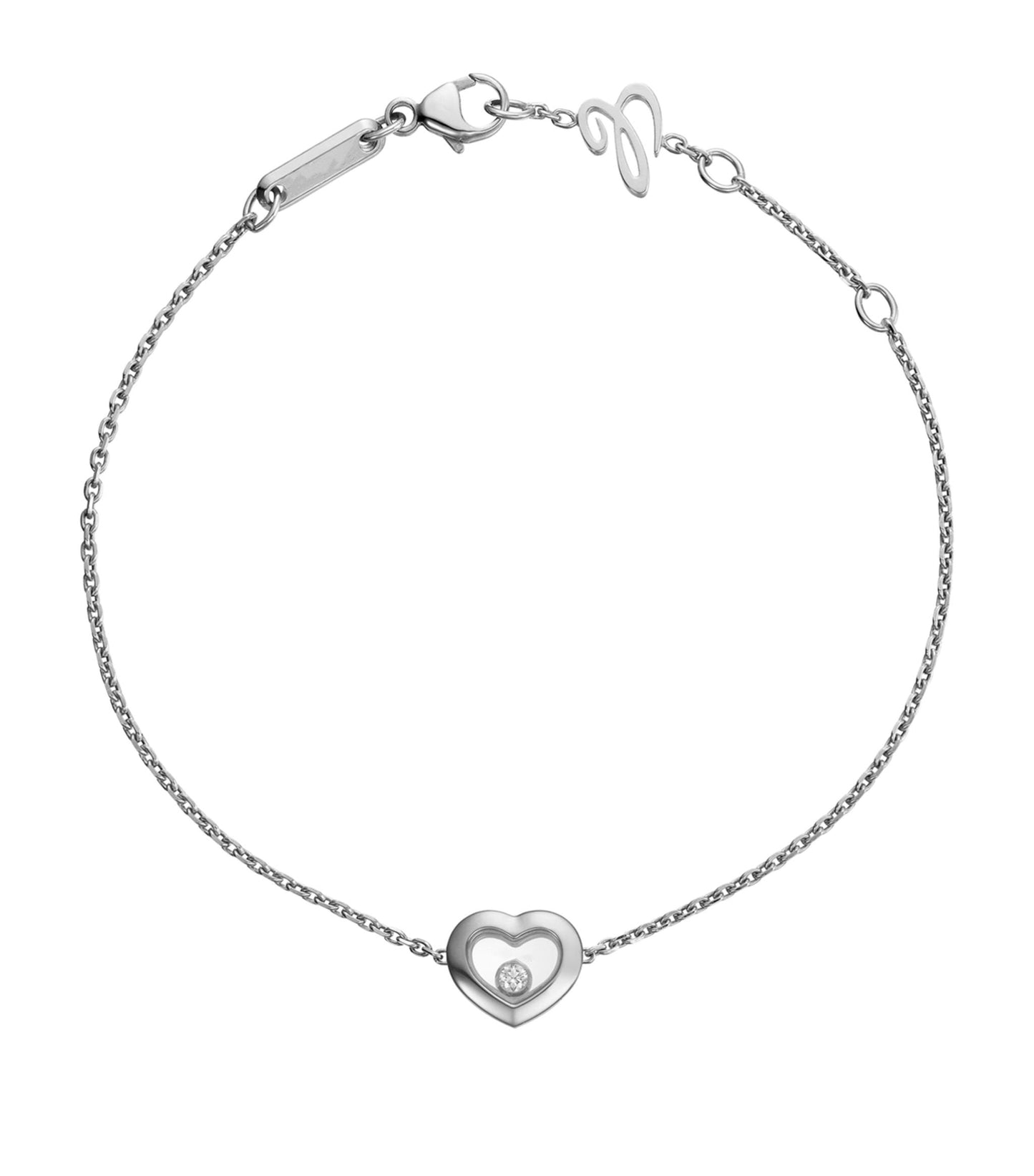 CHOPARD HAPPY HEART BRACELET SILVER 1 DIAMOND